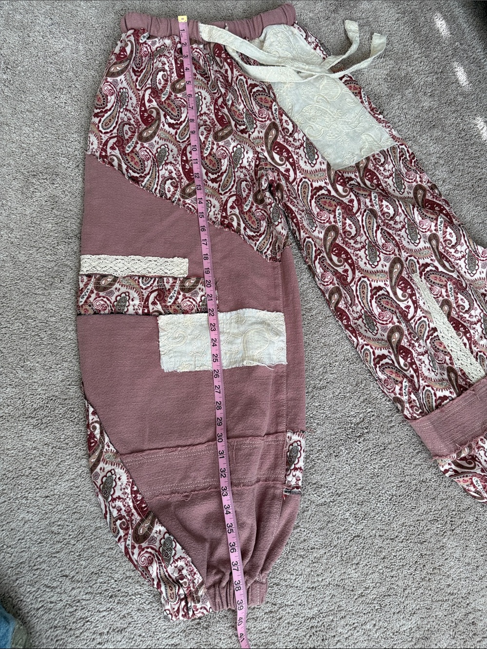 POL Boho Paisley Patchwork Women's Harem Pants - Mauve - Picture 16 of 16